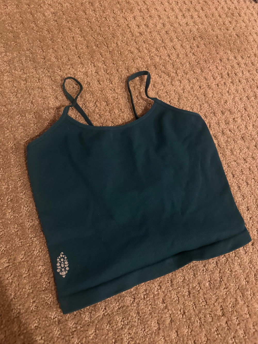FP Movement by Free People Teal Ribbed Crop Cami